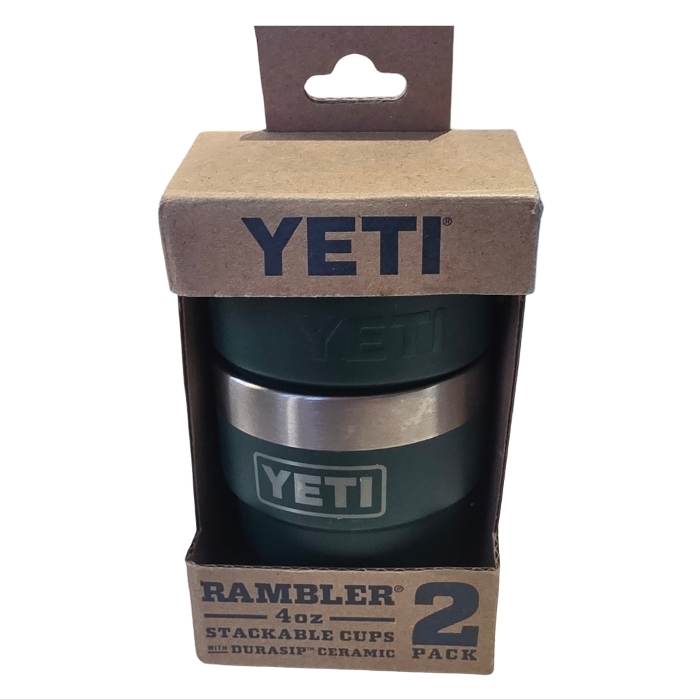 YETI Rambler 2pk-4oz Stackable Espresso Cups "Black Forest Green" NEW